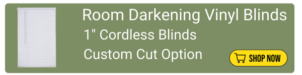 room darkening cordless 1" vinyl mini blinds